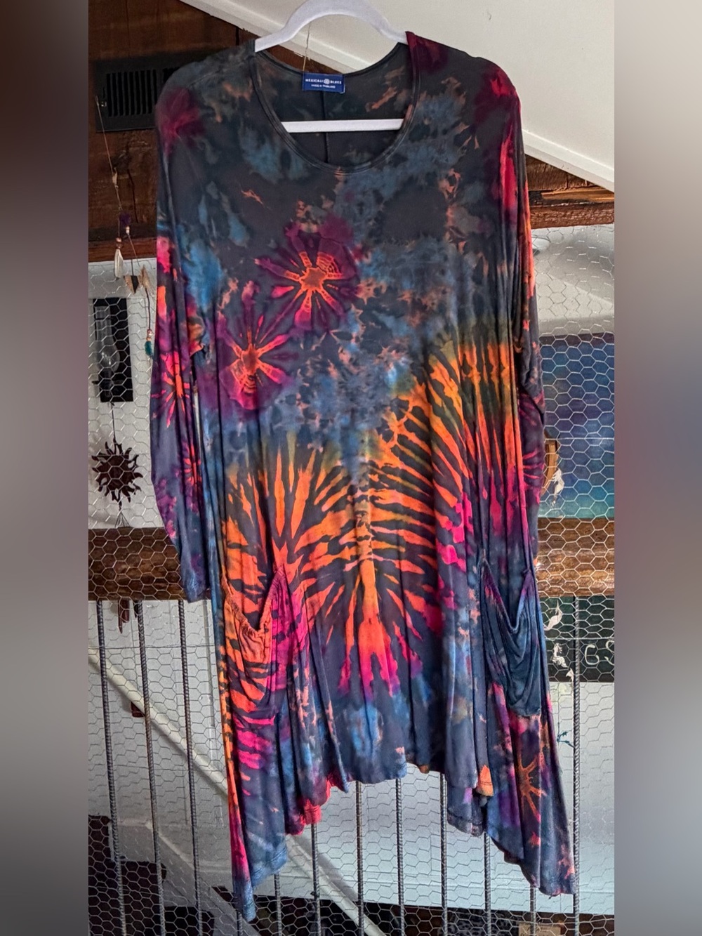 Tie-Dye Long Swing Maxi Dress Rainbow